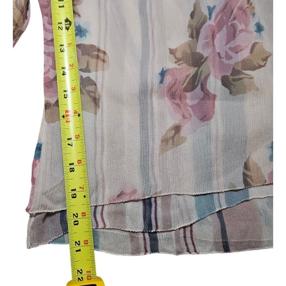 VTG Y2K The Limited Womens M 100% Silk Floral Top Fairy Ethereal Sheer Romantic - Picture 13 of 15